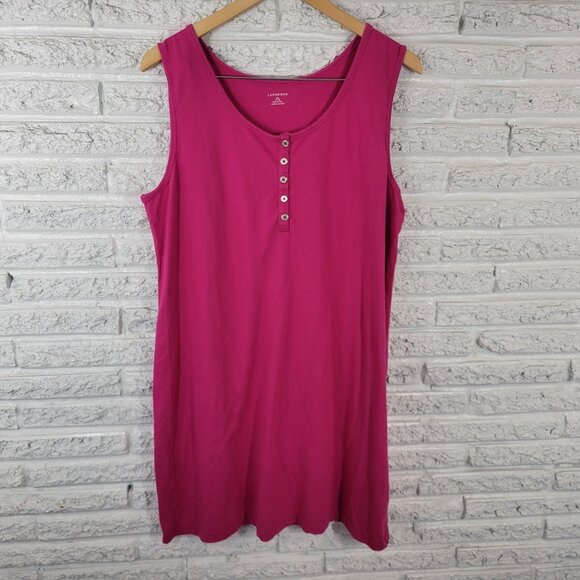 Lands End Womens Dress XL Mini Tank Sleeveless Pink Quarter Button Cotton PIN13E - Picture 1 of 10